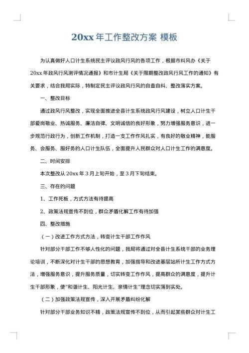 2025年工作整改方案