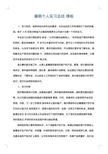 暑期个人实习总结