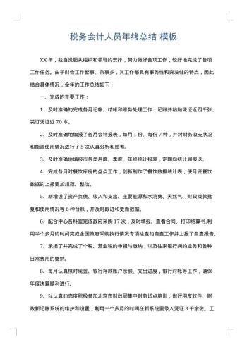 税务会计人员年终总结