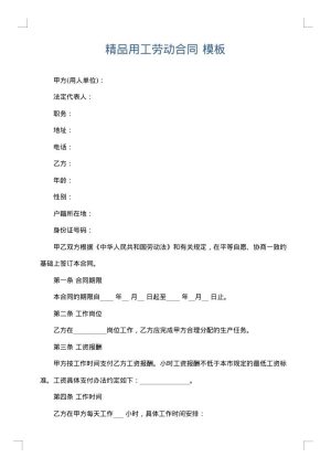 精品用工劳动合同