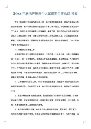 2025年房地产销售个人试用期工作总结