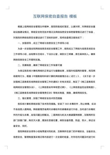 互联网保密自查报告