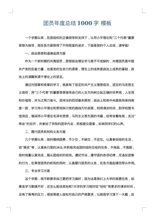 团员年度总结1000字