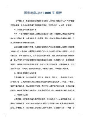 团员年度总结1000字