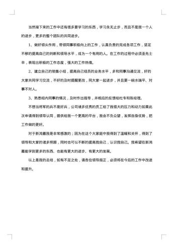 个人销售总结与计划