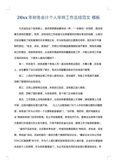 2025年财务会计个人年终工作总结范文