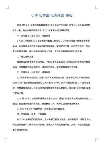 少先队禁毒活动总结