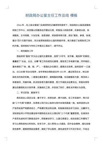 财政局办公室主任工作总结