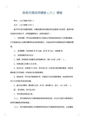 财务代理合同模板（六）