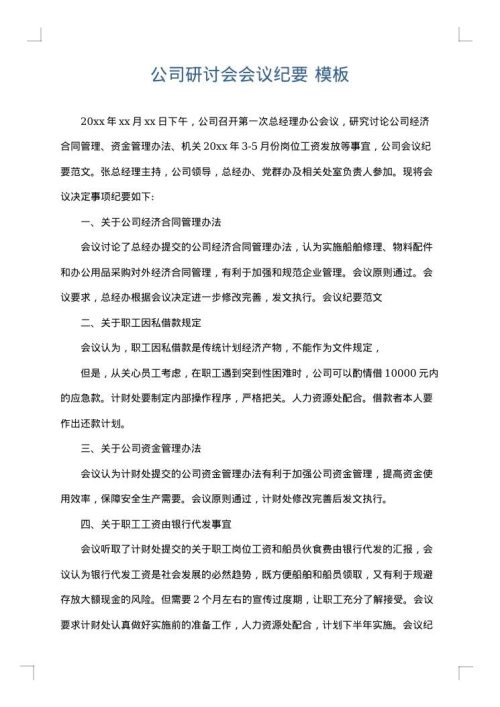 公司研讨会会议纪要