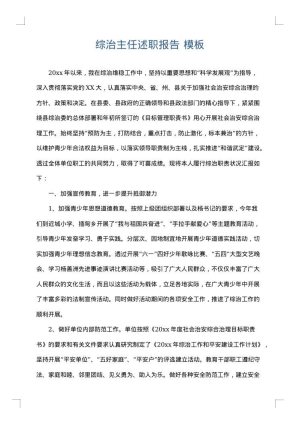 综治主任述职报告