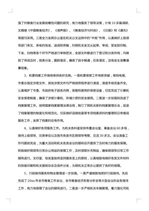 2025年粮食局办公室工作总结范文