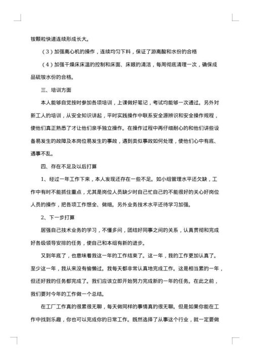 工厂个人工作总结2025年