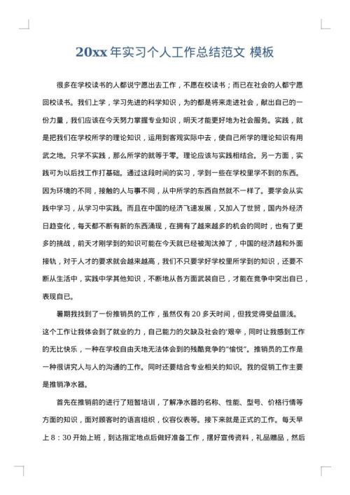 2025年实习个人工作总结范文
