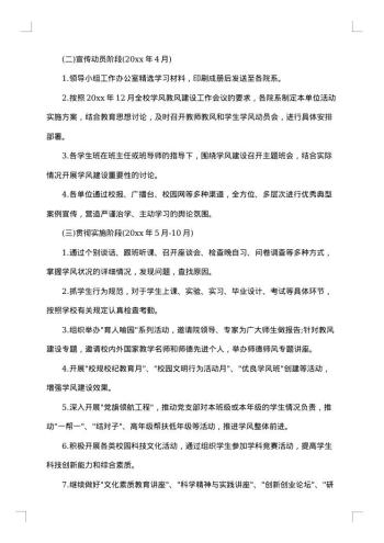 大学校园学风建设方案