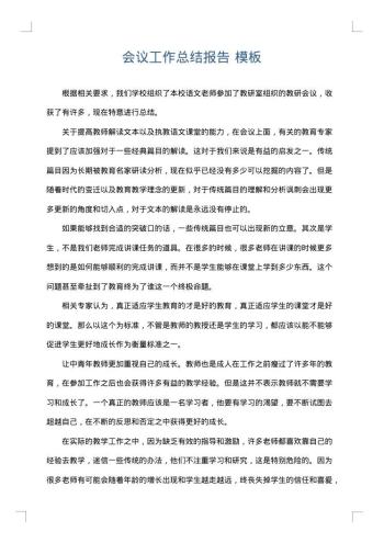 会议工作总结报告