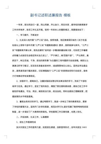 副书记述职述廉报告