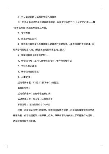 大学班级的元旦策划书范文