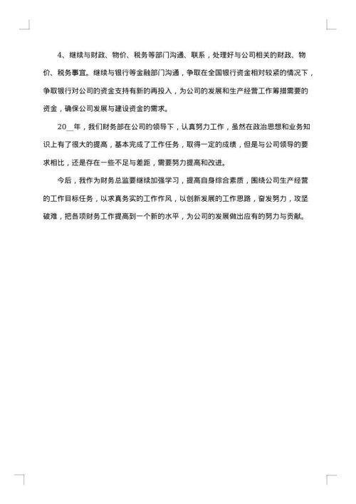 财务总监年终个人工作总结范文
