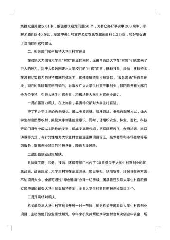 大学生村官农村工作调研报告