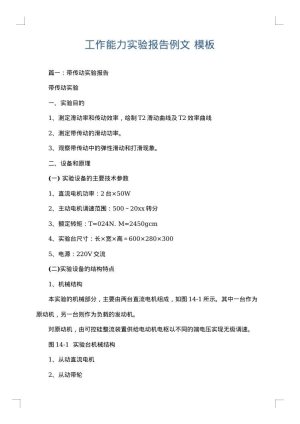 工作能力实验报告例文