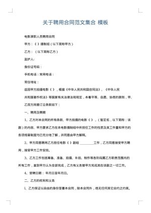 关于聘用合同范文集合
