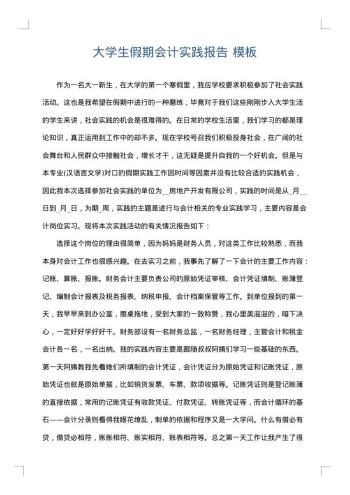 大学生假期会计实践报告