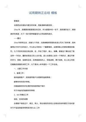 试用期转正总结