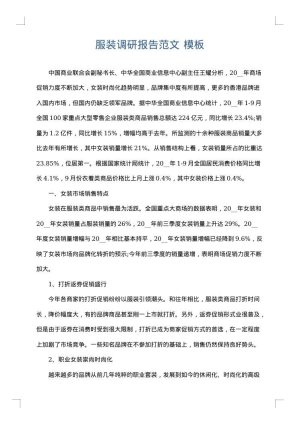 服装调研报告范文