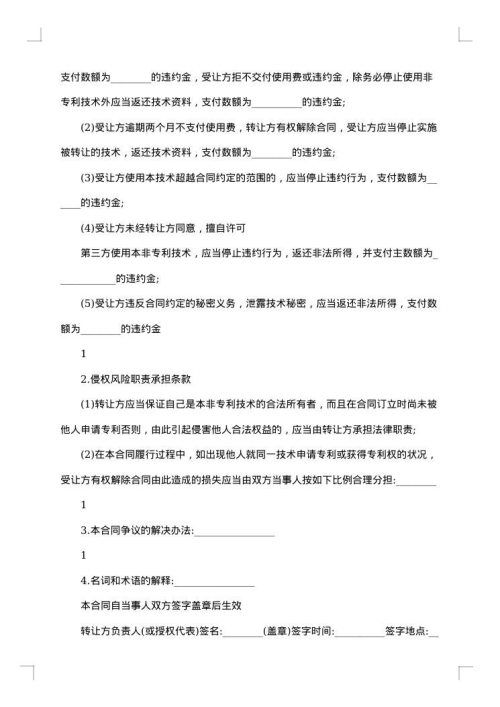 国际进口技术转让合同书