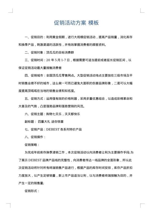 促销活动方案