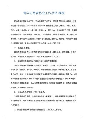 青年志愿者协会工作总结