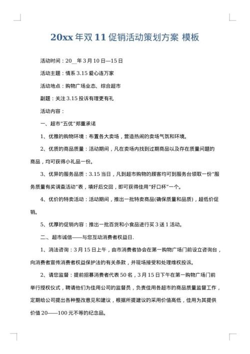 2025年双11促销活动策划方案