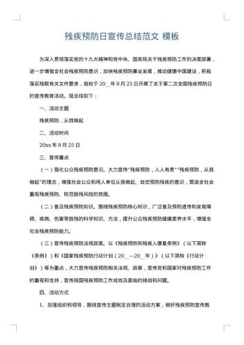 残疾预防日宣传总结范文