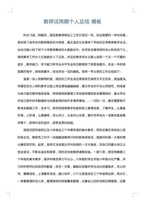 教师试用期个人总结