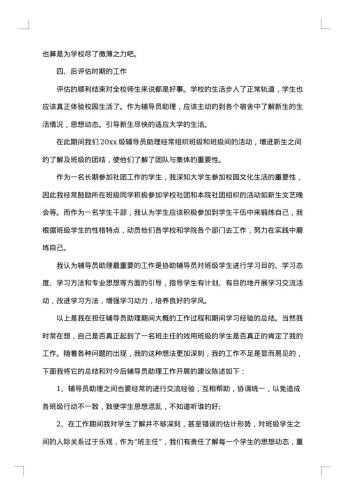 辅导员助理工作总结