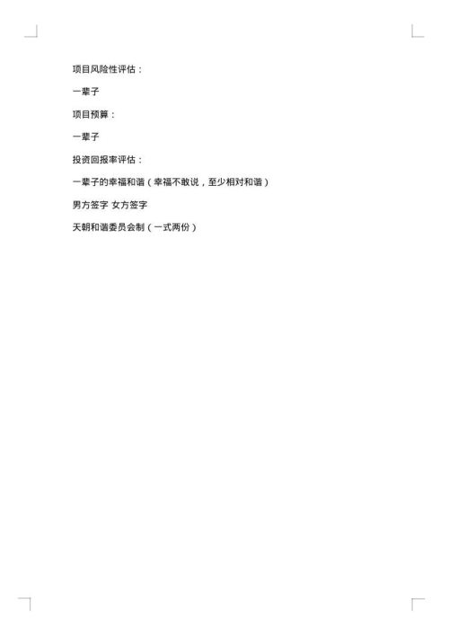关于成立家庭的项目策划书