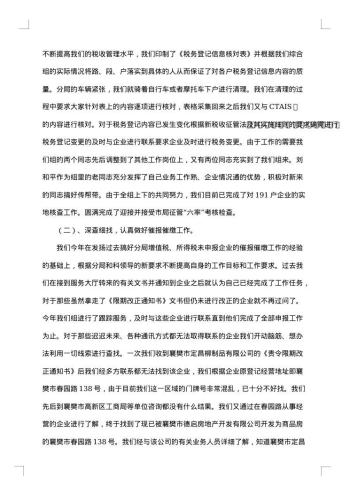 20xx年税务年度工作总结范文
