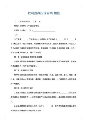 权利质押担保合同
