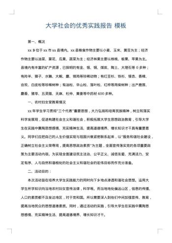大学社会的优秀实践报告
