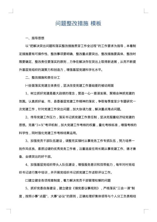 问题整改措施