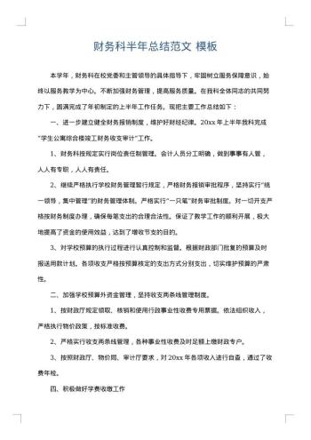财务科半年总结范文