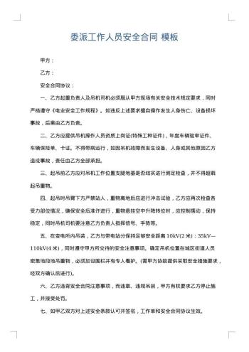委派工作人员安全合同