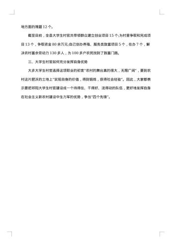 大学生村官农村工作调研报告