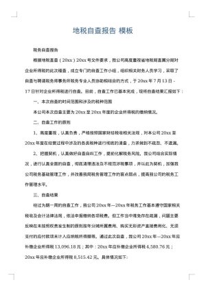 地税自查报告