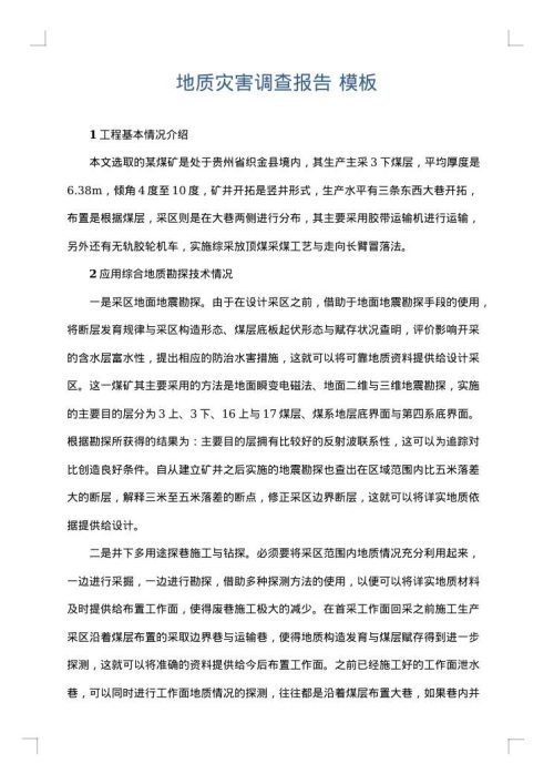 地质灾害调查报告