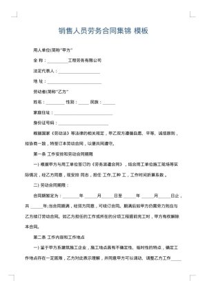 销售人员劳务合同集锦
