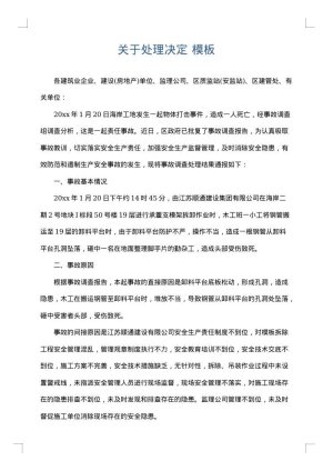 关于处理决定