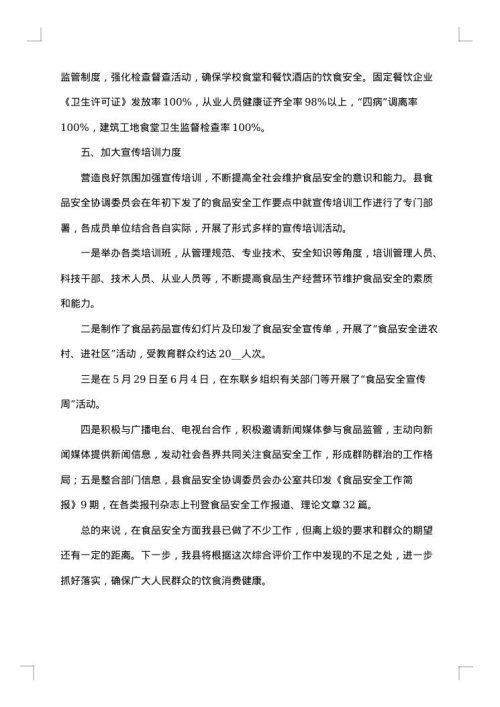 食品安全自查报告