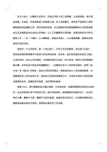 20xx年会计人员个人工作总结范文